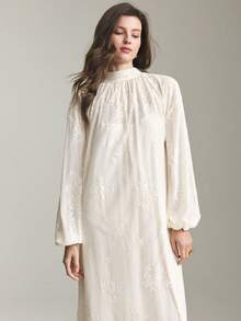 Ontre Đầm cổ ren màu mơ mới mùa xuân sớm 2026, phù hợp cho các bữa tiệc thành thị hiện đại, mùa tựu trường, đám cưới, trang phục thường ngày tối giản kiểu thành thị, phong cách Bohemian, kỳ nghỉ, lễ hội, mùa xuân. - Màu be - Xem 6