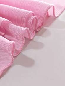 INAWLY Women's New Spring/Summer Casual Hibiscus Print Chiffon Bandeau Top + Skirt 2-Piece Set, Sexy Beach Vacation Cropped Bandeau Top + Asymmetric Hem Skirt 2-Piece Set, Suitable For Vacation, Beach Walks - Pink - View 4