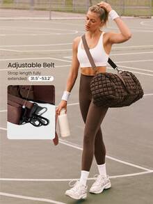 GLOWMODE 40L Maxi Water Resistant Adjustable Detachable Strap Side Sneaker Storage Zipper Pockets Quilted Hand Crossbody Duffel Gym Studio Travel Daily Casual