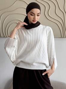 DAZY Women's Loose Textured Knit Pullover Sweater, Casual Business Office Wear, Street Style, Spring/Summer - Beige - View 4