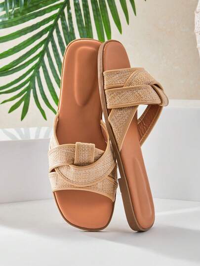 SHUZIA Women's Minimalist Casual Comfy Crisscross Flat Sandals