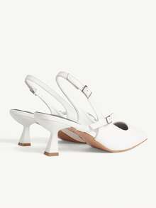 CUCCOO CHICEST Women's Pointed Toe Buckle Design Fashionable High Heels, Versatile For Daily Wear - White - View 9
