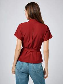 Maija Women's Casual Front Button Blazer Jacket, Suitable For Commuting In Summer - Red - View 2