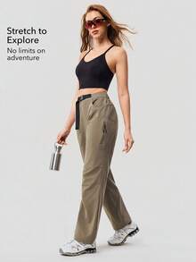 OutZeal Women Hiking Pants Camping Hiking Slim-Fit Adjustable Belt With Multi Pockets - Khaki - View 2