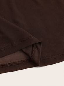 SHEIN EZwear Women's Valentine's Day Heart Print Fish Tail Black Mesh Skirt Slip Skirt Curve Skirt Brown Skirt Sheer Skirt - Chocolate Brown - View 4