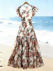 GlowEve 优雅夏季度假长裙，女士编织印花 - 粉色 - 查看 2