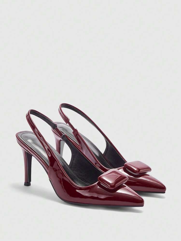 CUCCOO BIZCHIC Black & White Contrast Pointy Toe Mid-Heel Slip-On Pumps, Elegant Commuting Minimalist Classic Splicing Design High Heels, Suitable For Dating, Workplace, Formal Occasions And Professional Outfits Spring Shoes Spring Break Easter Prom Heels Valentine's Day