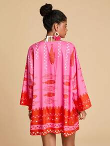 Travachic Áo khoác kimono dáng rộng vai rớt in hoa và cá dành cho nữ, thích hợp cho bãi biển và kỳ nghỉ, bãi biển, đồ đi biển cho nữ, bộ đồ đi biển, đi chơi, kỳ nghỉ, kỳ nghỉ cho nữ, kỳ nghỉ, mùa hè, mùa hè, mùa hè cho nữ, Ngày lễ tình nhân, lễ hội hóa trang, trang phục lễ hội hóa trang, tiệc tùng, đi chơi, đi chơi, thường ngày, thanh lịch, phong cách Y2K, hoa, đỏ, hồng, kỳ nghỉ nhiệt đới, phong cách Bohemian, Ibiza, phong cách phương Tây - Nhiều màu - Xem 2