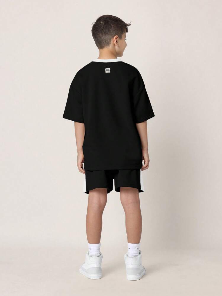 Color Block T-Shirt And Shorts Set