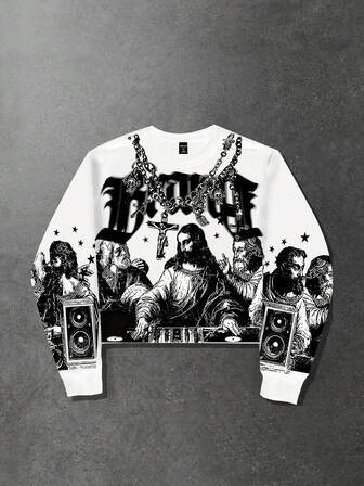 Goth Men's Street Style Casual Printed Pullover Pullover Sweatshirt