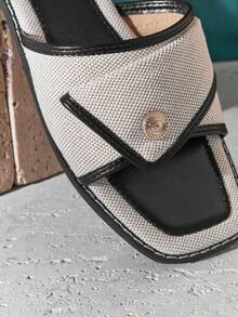 SHUZIA Women's Elegant Fold-Up Upper Slip-On Flat Sandals - Black - View 6