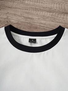 Manfinity Joysei Camiseta de talla estándar para hombre con puño en contraste y diseño de estampado de panda divertido - Blanco - Ver 4