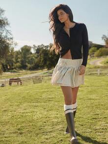 WESTFADE Striped Woven Tie Waist Layered Convertible Mini Skirt & Tube Top - Multicolor - View 3