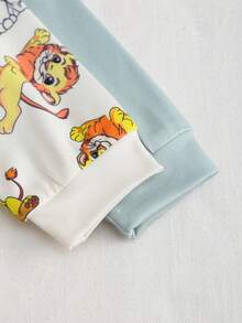 Newborn Baby Long Sleeve Jumpsuit Set, Cute Lion Cartoon Design, Soft & Comfortable Fabric, Suitable For Spring/Summer Wear - Multicolor - View 3