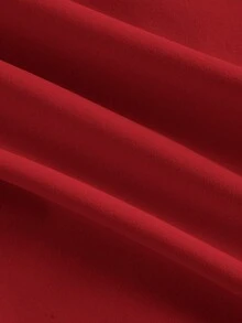 SHEIN X Hannahelzahed SHEIN MOD 红色胸针装饰不对称领口褶皱鱼尾连衣裙 - 紅色 - 查看 4
