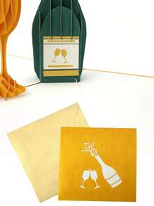 Joivida 1 Pc Greeting Cards 2 Styles Wine/Flower Theme 3D Pop-Up Cards Stylish Creative Confession Cards For Couples Romantic Ritual Greeting Cards - Multicolor - View 10