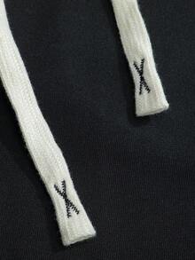 ROMWE MEN Essentials 星空图案运动裤，男女通用宽松抽绳阔腿休闲裤，高街风格黑色慢跑裤 - 黑色 - 查看 6