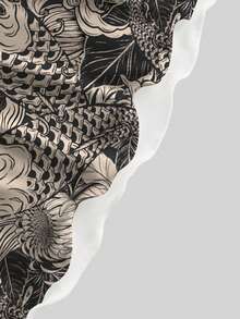 ROMWE Avant Đầm ngắn kiểu Trung Quốc gợi cảm in họa tiết hoa cúc cá chép, sóng biển, dành cho nữ, thích hợp cho các lễ hội âm nhạc. - màu nâu - Xem 4