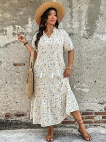 SHEIN LUNE Đầm maxi in hoa dành cho nữ, trang phục mùa hè giản dị, trang phục đi nghỉ mát cho nữ, trang phục mùa hè cho nữ, quần áo mùa hè thanh lịch. - Nhiều màu - Xem 10