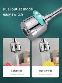 1个通用节水水龙头延长器防溅喷头带过滤器，适用于厨房浴室水槽，秋季家居升级返校必备品 - 中長款2模式軟管銀色大頭 - 查看 2