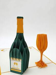 Joivida 1 Pc Greeting Cards 2 Styles Wine/Flower Theme 3D Pop-Up Cards Stylish Creative Confession Cards For Couples Romantic Ritual Greeting Cards - Multicolor - View 12