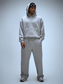 Musero Wide Leg Baggy Style Fleece Sweat Pant Trouser Elasticated Drawstring Waistband Jogger Autumn Winter Essentials Gymwear Athletic Gym - Grey - View 1