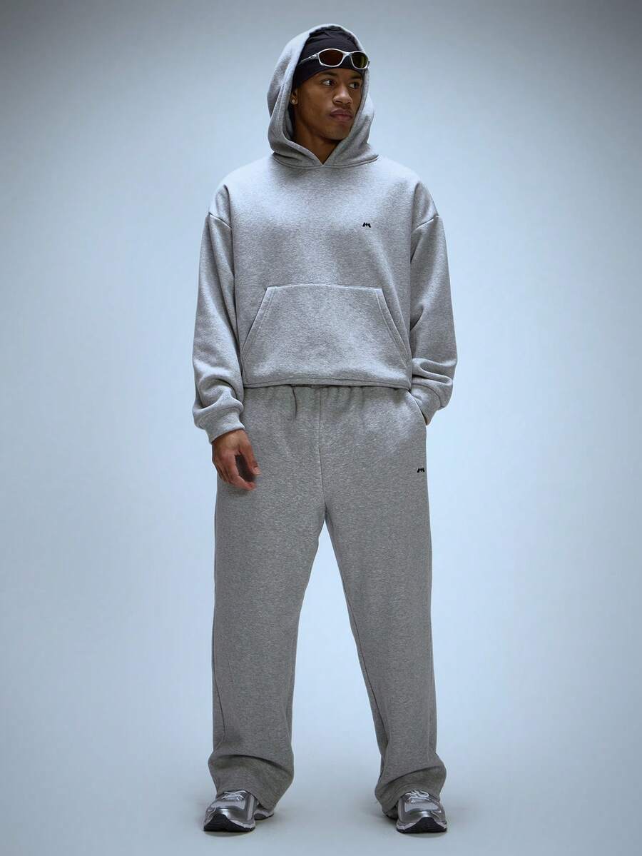 Musero Wide Leg Baggy Style Fleece Sweat Pant Trouser Elasticated Drawstring Waistband Jogger Autumn Winter Essentials Gymwear Athletic Gym - Grey - View 1