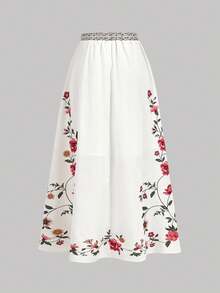 SHEIN MOD Vintage 70s Folk Print Vest Two Pieces Set – Western Wear, Bohemian Style; Perfect For Vacation, Date, Picnic, Party, Prom, Festival, And Birthday - Multicolor - View 8