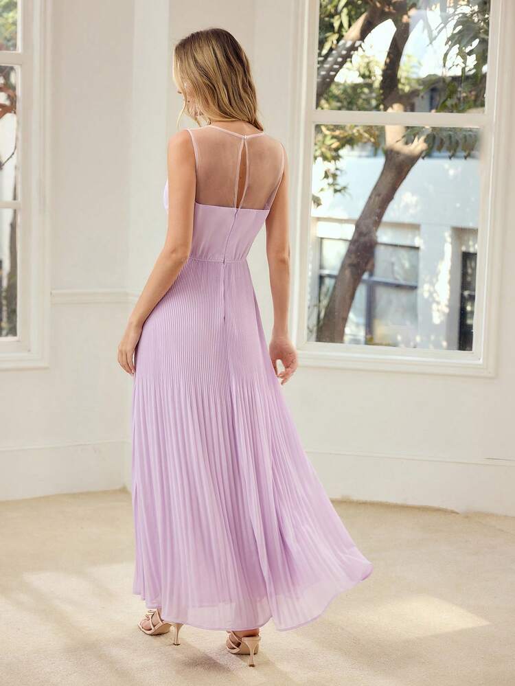 WOMEN'S ELEGANT PLEATED STRUCTURED LONG DRESS, SPRING/SUMMER
