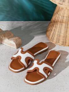 SHUZIA 畅销款女士奢华灵感镂空露趾经典帆布米色拖鞋 - 优雅、舒适、百搭 - 白色 - 查看 7