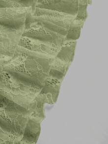 SHEIN MOD 女士白色蕾丝荷叶边迷你裙，情人节，度假装扮，性感夜店装扮 - 綠色 - 查看 3