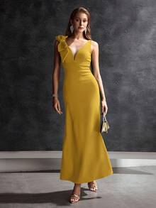 MOTF Soiréza DEEP V-NECK BIG BOW DETAIL MERMAID HEM PROM DRESS - Ginger - View 5