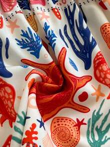 Soleia Women's V-Neck Knotted Design Starfish & Shell Print Casual Versatile Camisole Top - Multicolor - View 7