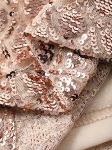 DAZY 女士亮片拼接时尚百搭约会派对迷你裙 - 粉色 - 查看 8