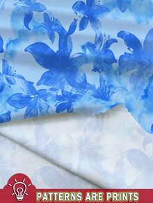 Soleia 女款夏季海灘度假花卉印花打結短版抹胸上衣與短褲兩件套 夏季兩件套 海灘兩件套 - 淺藍色 - 查看 8