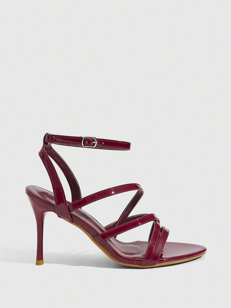 CUCCOO SZL New Burgundy Pointed Toe High Heel Fashion Women Sandals