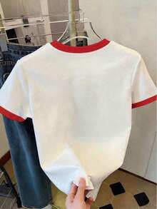 Resyla 女士樱桃刺绣修身短袖T恤 - 白色 - 查看 2