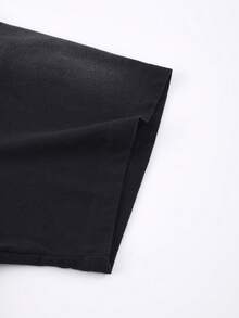 ROMWE MEN Street Life 男士趣味印花水洗做旧斑马纹短袖T恤 - 黑色 - 查看 5