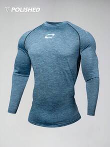 Acti Log Men's Comfortable Breathable Elastic Graphic Print Raglan Sleeve Sports T-Shirt - Grey - View 3