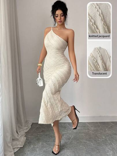 Modelyn Aprikosfärgad randig, åtsittande, ärmlös midiklänning med fiskbenskant för kvinnor