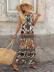 EMERY ROSE 女士夏季度假印花圆领无袖连衣裙 - 彩色 - 查看 6