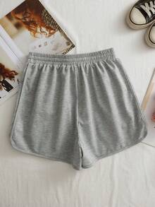 Franclia Women's Casual Drawstring Wide Leg Printed Loose Shorts - Grey - View 2