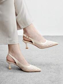 CUCCOO BIZCHIC Stylish And Elegant, Suitable For Daily Commuting, Pointed Short Heels, Hollow Shoes - Beige - View 1