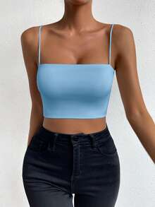Chiquease Blue Color Offthe Shoulder Sleeveless Basic Sling, Sling,Elevated Elegance Sling,Prom Sling,Rave TopFestival,Streetwear,Women Birthday Sling,Autumn And Winter Sling,Sparkly Sling,Concert Sling,Club Sling,Date Night Sling,Party Must Have,Basic Sling,Going Out Sling,Casual Knit Sling - Blue - View 5