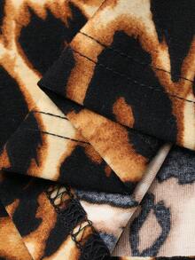 DAZY Tween Girls' Leopard Print Lace Patchwork Spaghetti Strap Fitted Nightgown Loungewear Summer - Brown - View 7