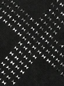 ROMWE MEN Grunge Punk Áo thun nam cổ tròn tay ngắn in hình chữ thập đính đá, họa tiết bông tuyết, thích hợp mặc hàng ngày. - màu đen - Xem 3