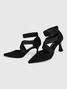 Sugerpunk 女士时尚简约通勤装尖头粗跟特制高跟单鞋