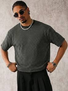 PAVTROS Áo thun nam tay ngắn in họa tiết sọc phối màu, phong cách thường ngày, thích hợp cho việc đi làm, dạo phố, mùa hè. - màu đen - Xem 7