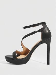 CUCCOO SZL Women's Buckle Design Fashion Daily Wear High Heel Sandals - Black - View 8