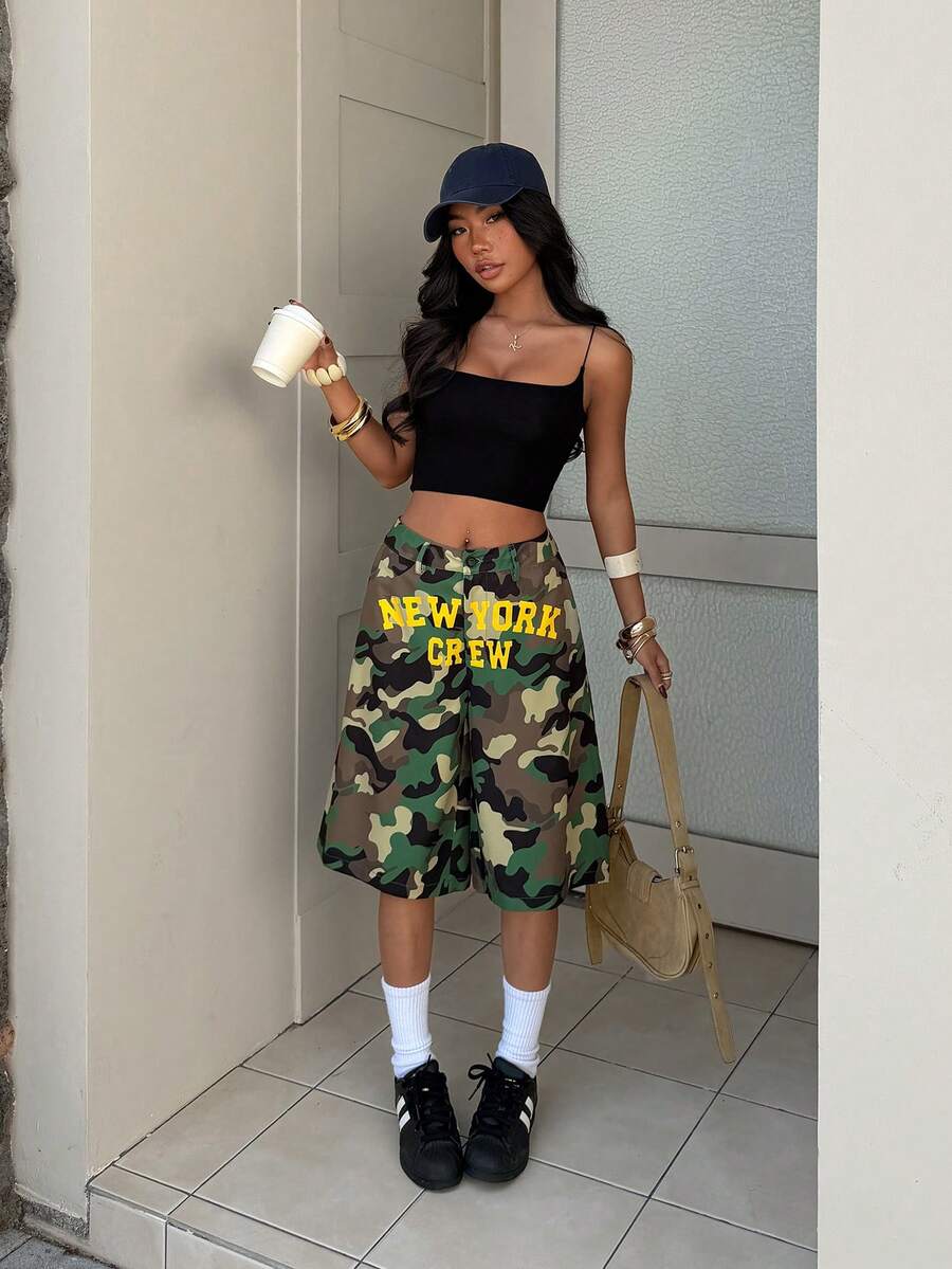 SHEIN HypeZone Women's Fashion Loose Camouflage Print Shorts - Multicolor - View 1